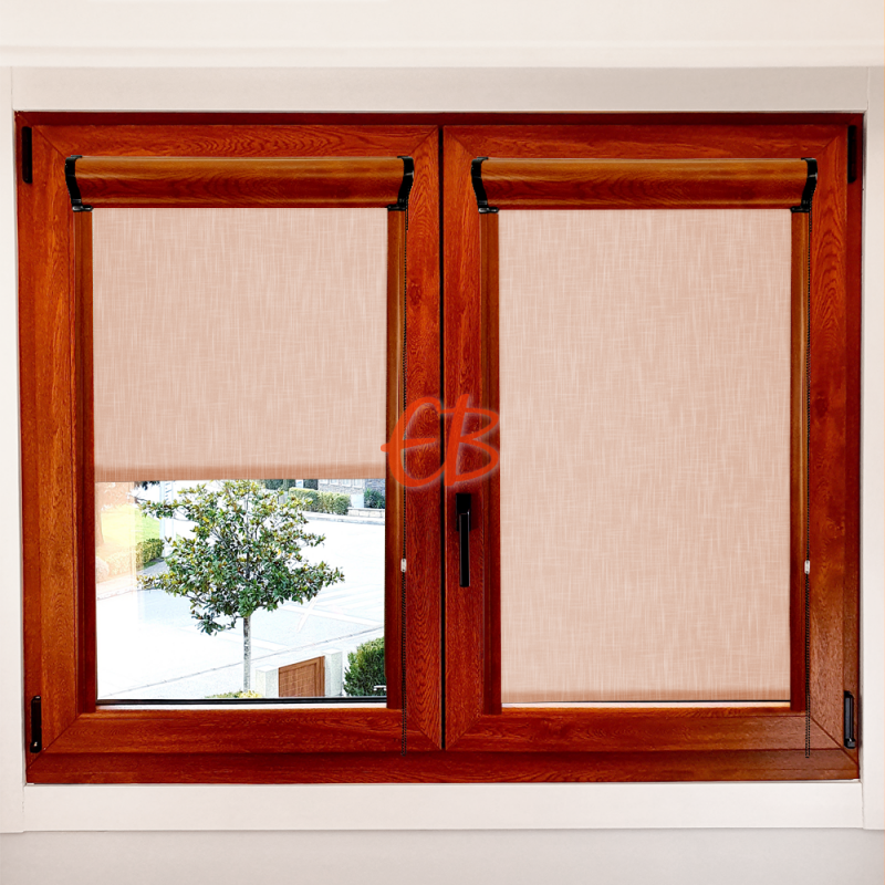 Enrollable marco ventana traslúcido efecto tela Marrón claro SH02