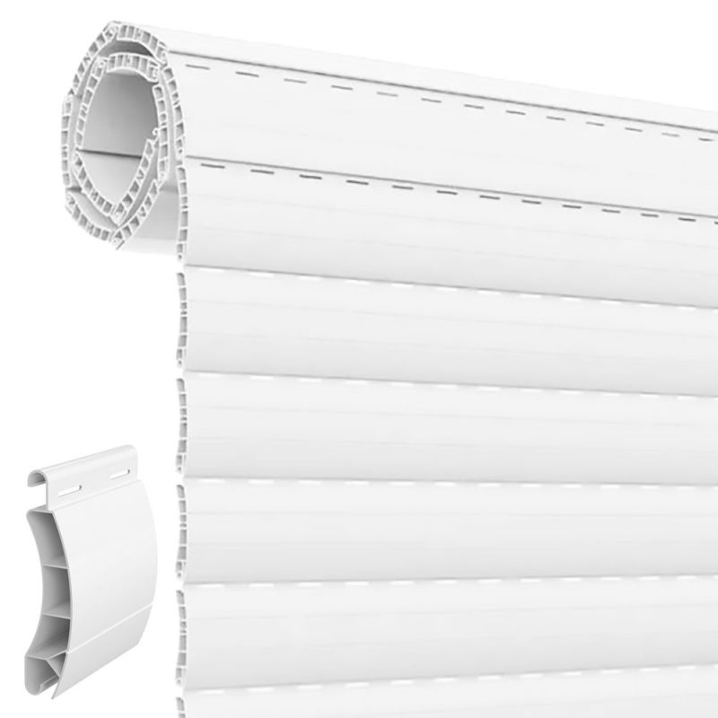 persiana enrollable lama curva de PVC color blanco