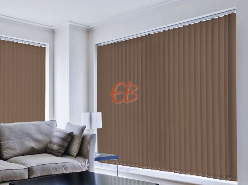 cortina vertical loneta resinada resistente color marrón oscuro