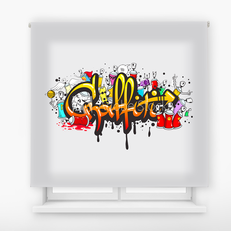 Estor enrollable impresion digital juvenil graffiti 5