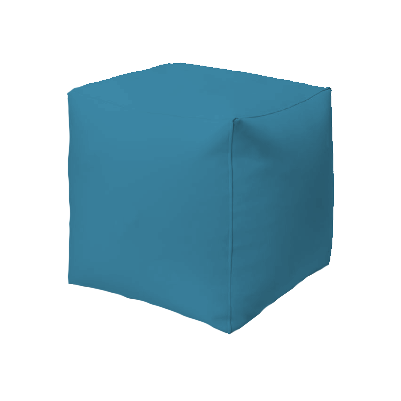 Puff modelo cubo polipiel azul turquesa