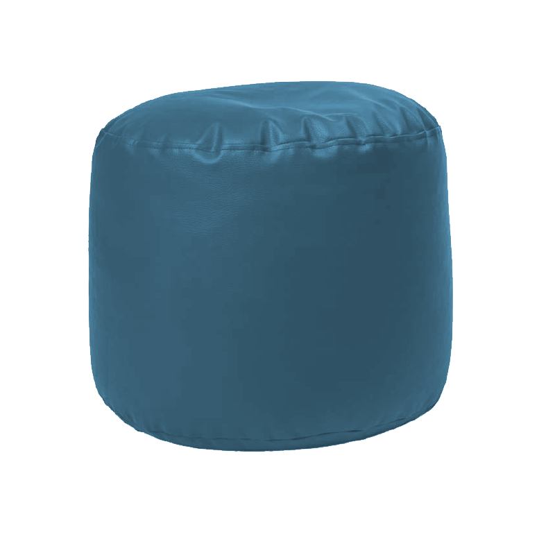 Puff modelo cilindro polipiel azul turquesa