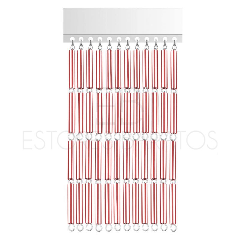 cortina de canutillos de plastico / bicolor rojo