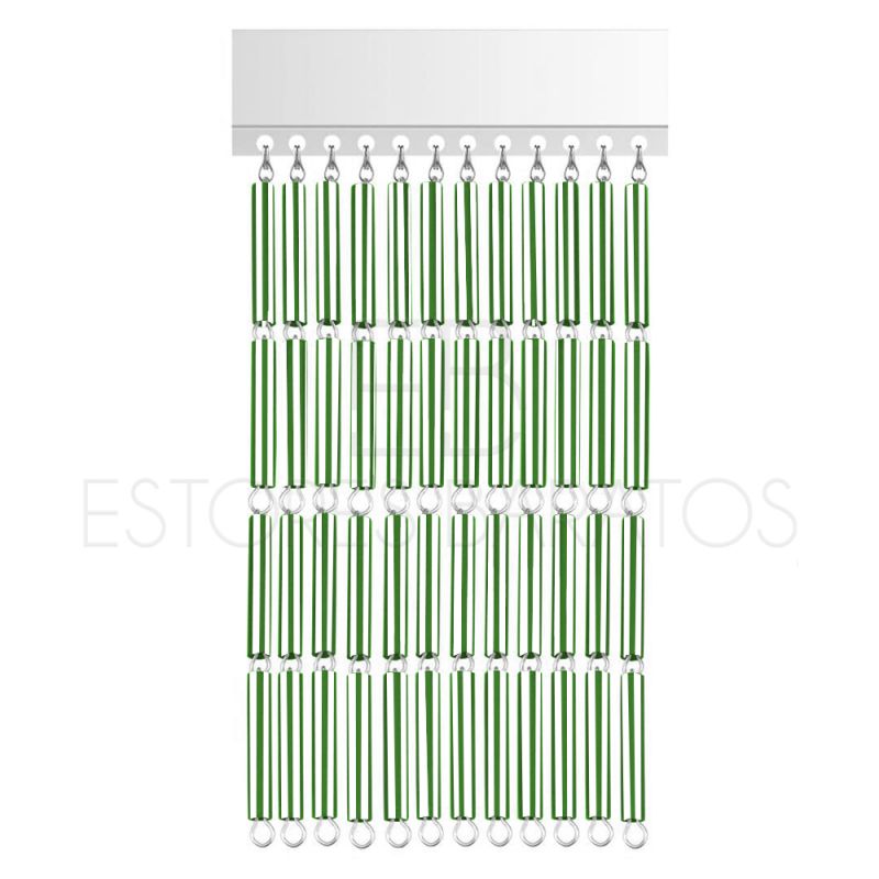 cortina de canutillos de plastico / bicolor verde