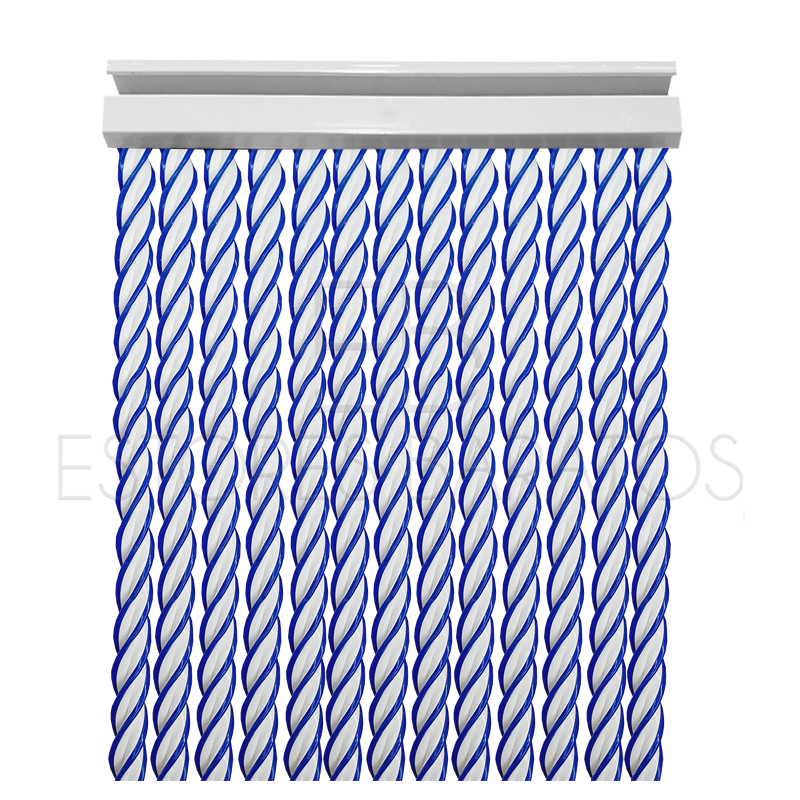 Cortina de tiras PVC modelo Uxía color azul blanco