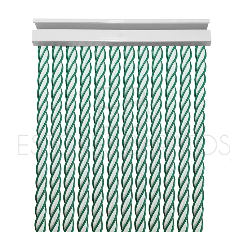 Cortina de tiras PVC modelo Uxía color verde blanco