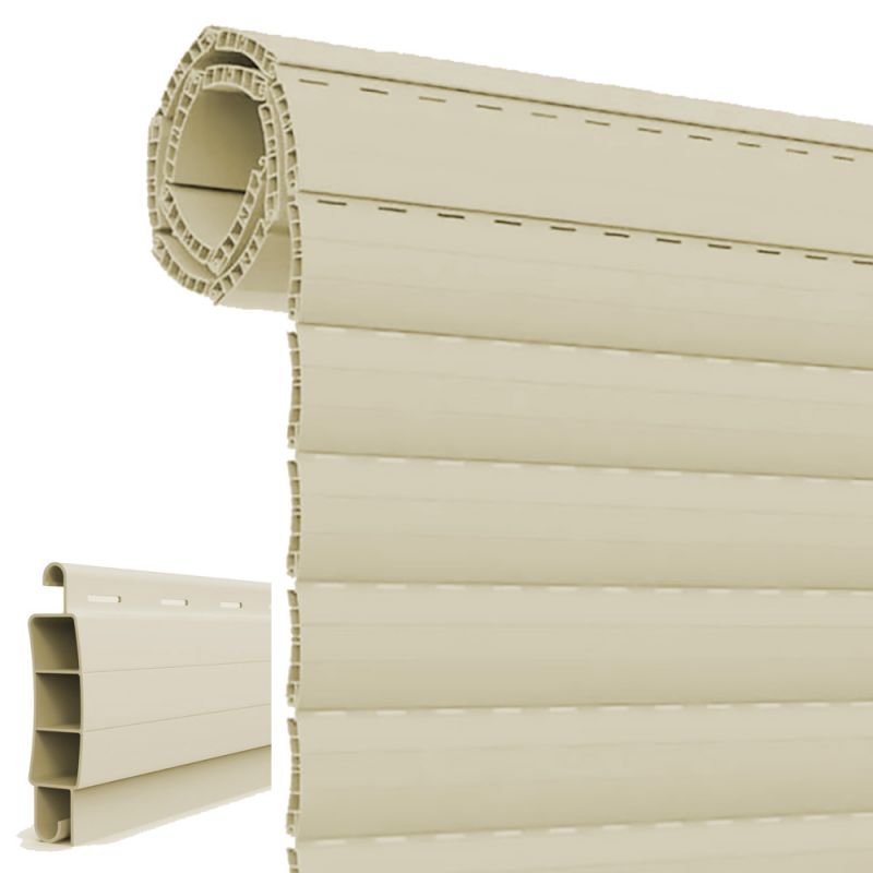 persiana enrollable lama semi curva de PVC color marfil